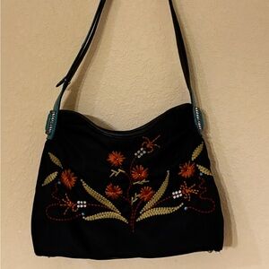 Vintage BRIGHTON Collectables 2000 Embroidered Flowers Handbag Vintage Rare